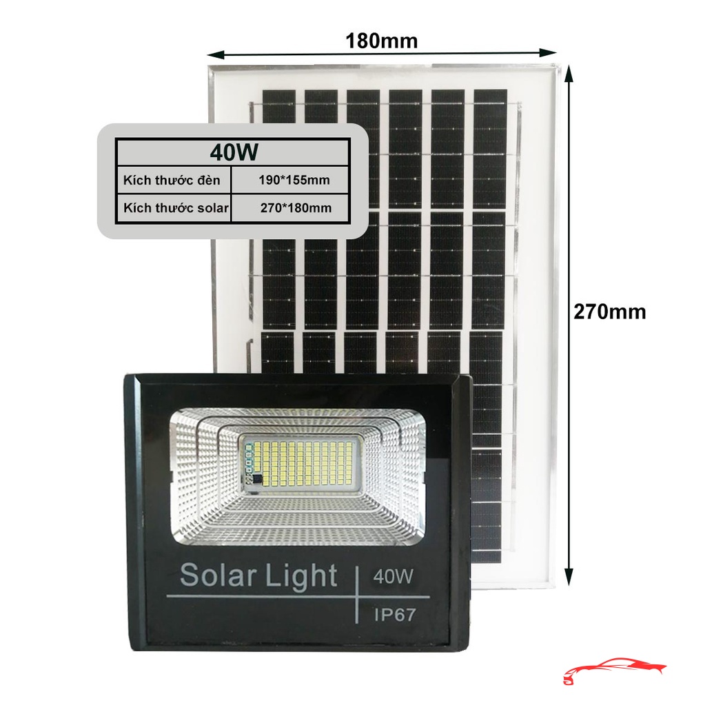 Đèn pha năng lượng mặt trời 40w 60w 100w 200w 300w 500w chính hãng - Hạt led nhiều nhất thị trường